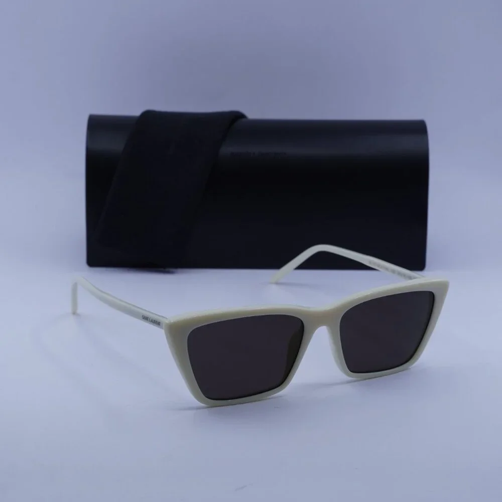 Saint Laurent SL737 MICA THIN 005 Cat Eye Sunglasses - Ivory / Black